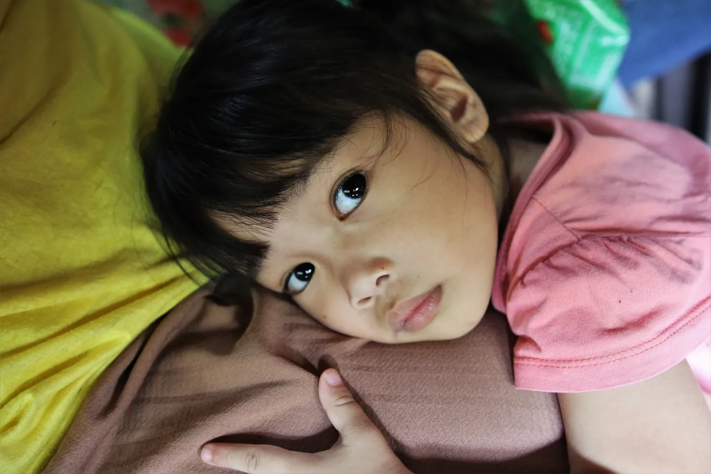 A girl looking into the camera