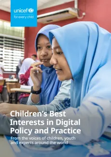 Front cover of the report titled Children's Best Interests in Digital Policy and Practice