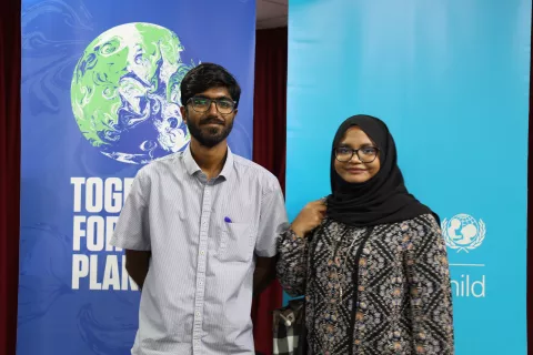 Sodhig and Ameera - panelists from the young people's panel on climate action