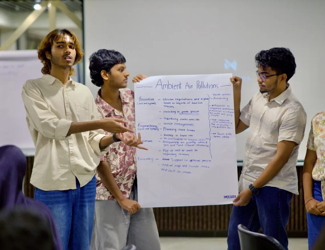 Young participants at a climate early warning systems workshop 