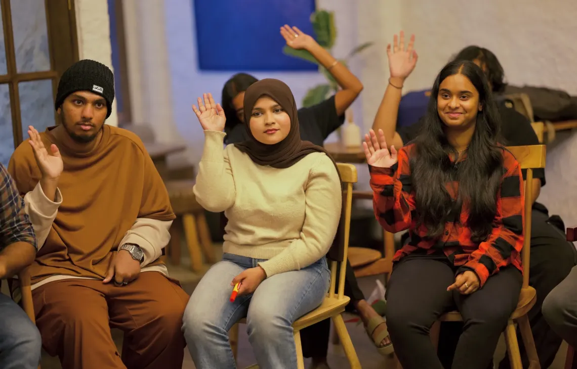 Young people at a discussion during a Wellbeing Hangout 