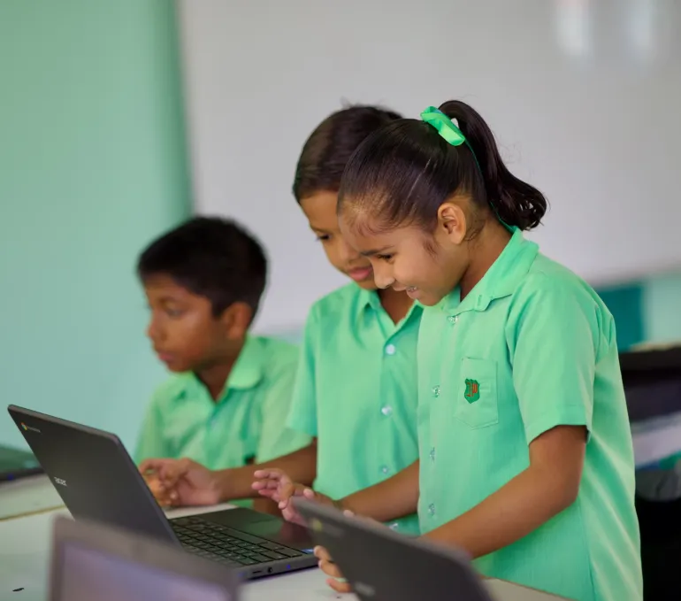 Children learning on chromebooks