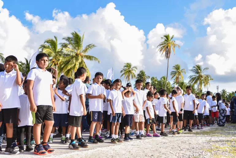 Children participate in the colour run.