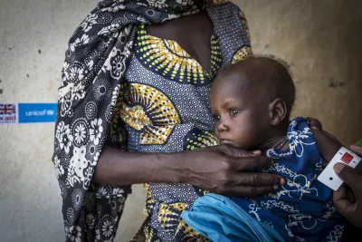 A malnourished child being screened