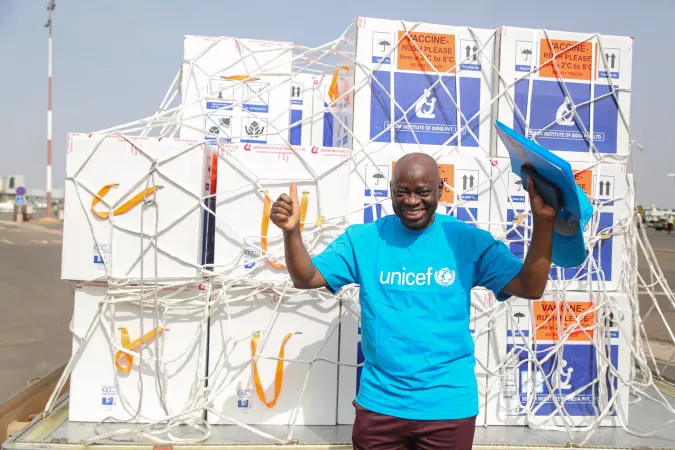 In a historic milestone for public and child health in Mali, nearly one million doses of the first-ever malaria vaccine have arrived.&nbsp;UNICEF Mali immunization specialist Dr Jean Ngoy Kazadi shares his excitement at the arrival of the first-ever doses of the malaria vaccine in Mali.  Almost one million doses of Malaria vaccine were shipped to Mali for the first time - a joint effort by the Ministry of Health, UNICEF, WHO, and GAVI.