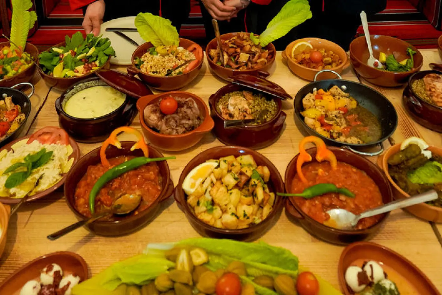 a table full with traditional food
