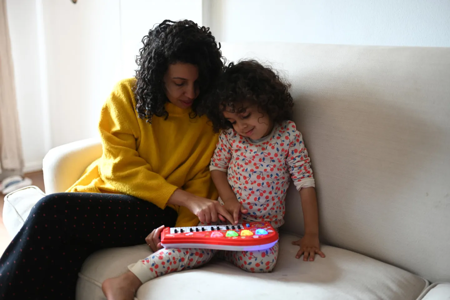 a mother and child