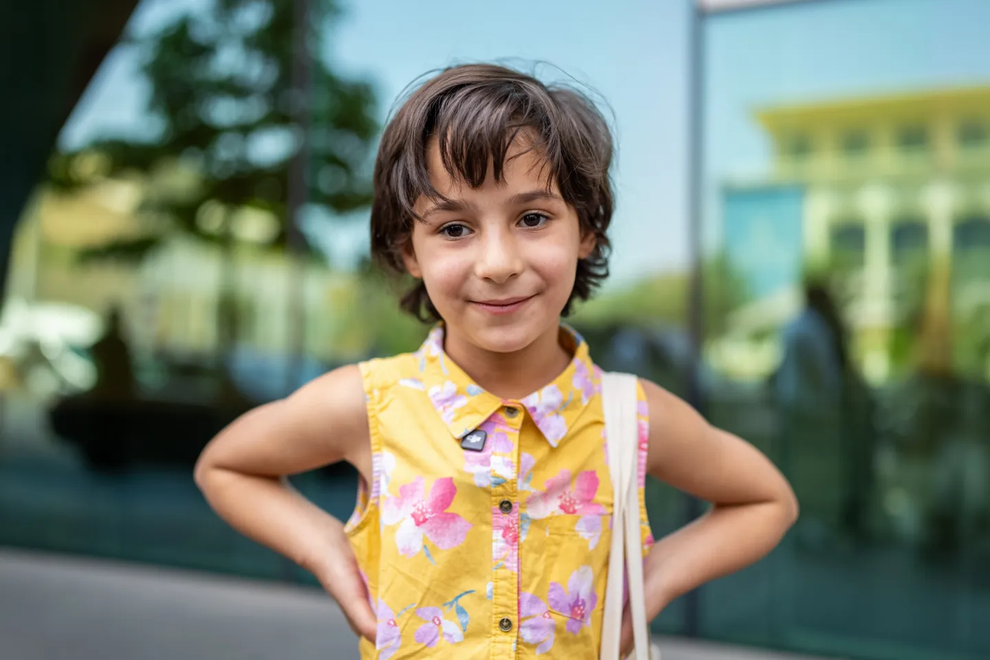 a girl smiling to camera 