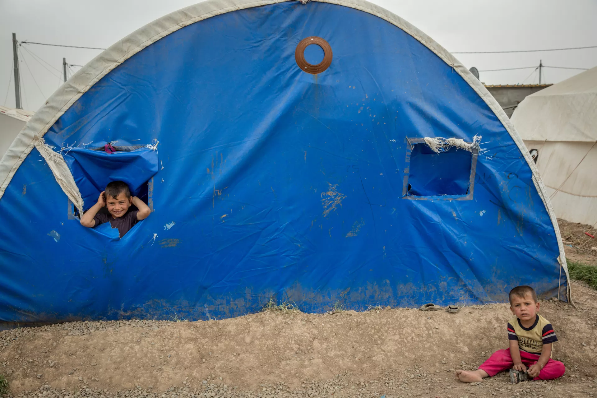 Children in a tent