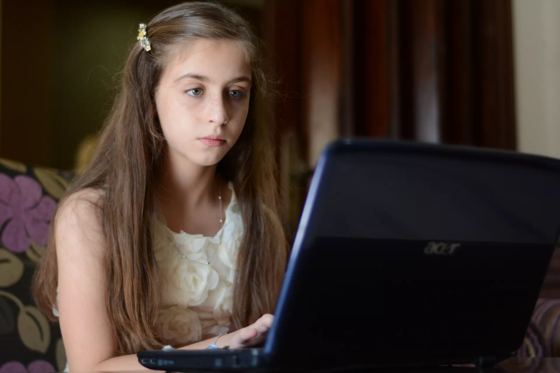 A girl on her laptop