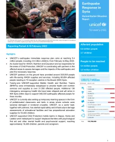 Syria-UNICEF-earthquake-response-Syria-situation-report-1-cover