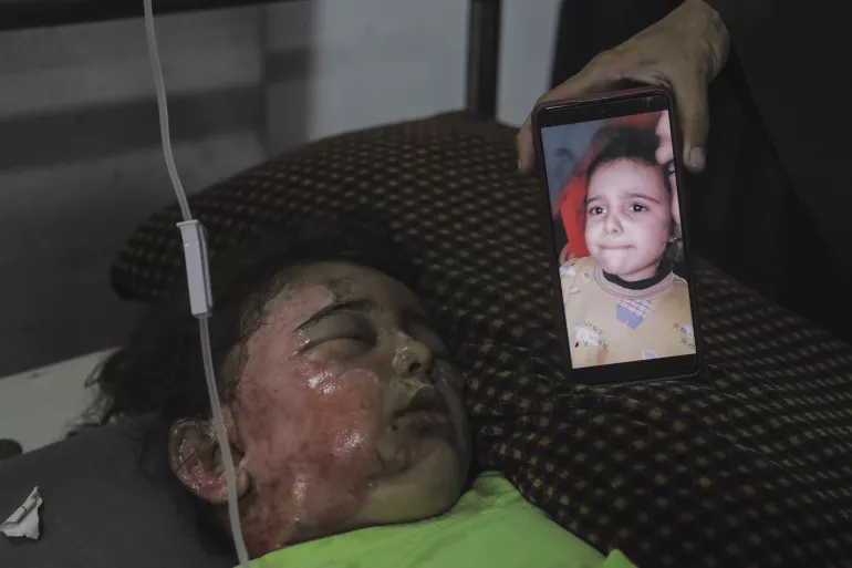 Haneen was displaced along with her family from the Al-Nazzaz neighborhood in Al-Shuja&rsquo;iya, east of Gaza, after the recent attacks, and they took shelter at Fahmi Al-Jargawi School.