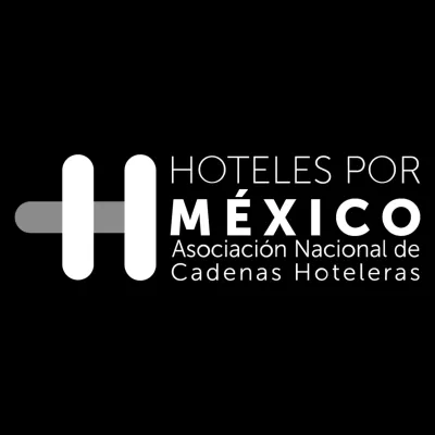 Logo de Hoteles por M&eacute;xico, Asociaci&oacute;n Nacional de Cadenas Hoteleras, aliado de la campa&ntilde;a Cero Tolerancia y Tarjeta Azul contra la explotaci&oacute;n sexual infantil