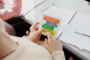 Refugee children learning romanian