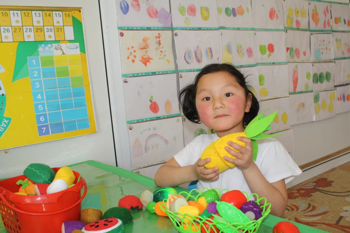 Adilbileg, 5 years old, likes fruits