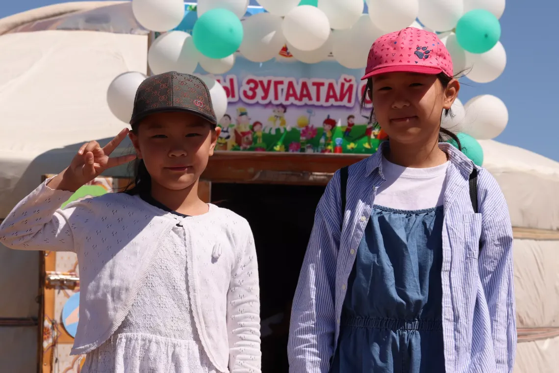 O. Tsendnaran, 11 years old, and O. Tsendjargal, 10 years old