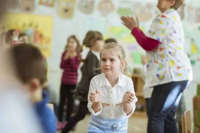 A girl in the kindergarten