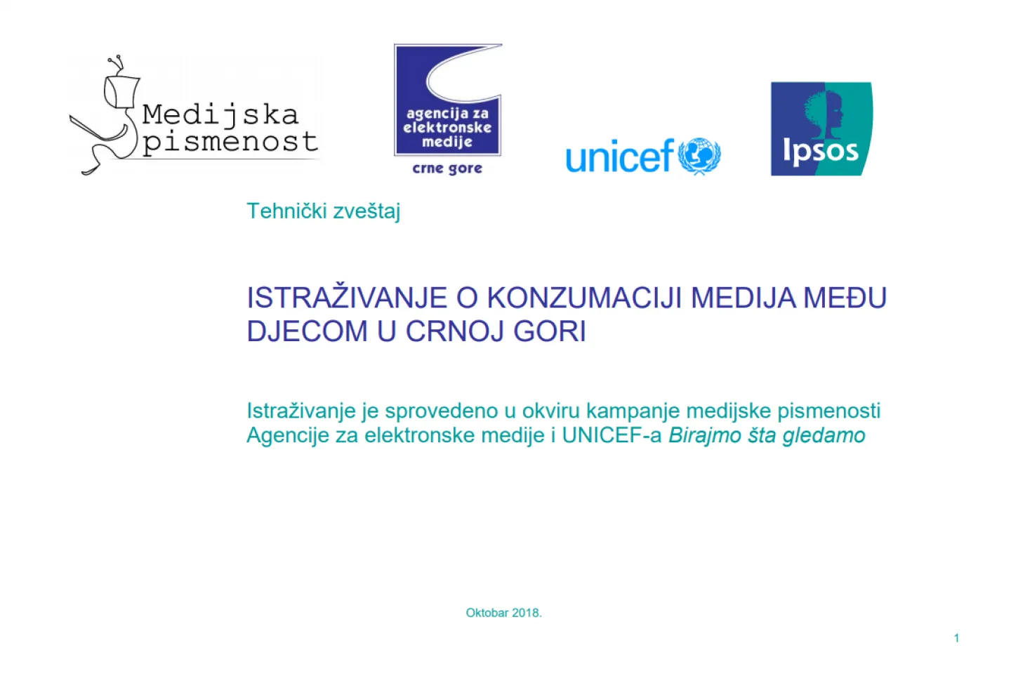 Konzumacija medija među djecom u Crnoj Gori naslovna