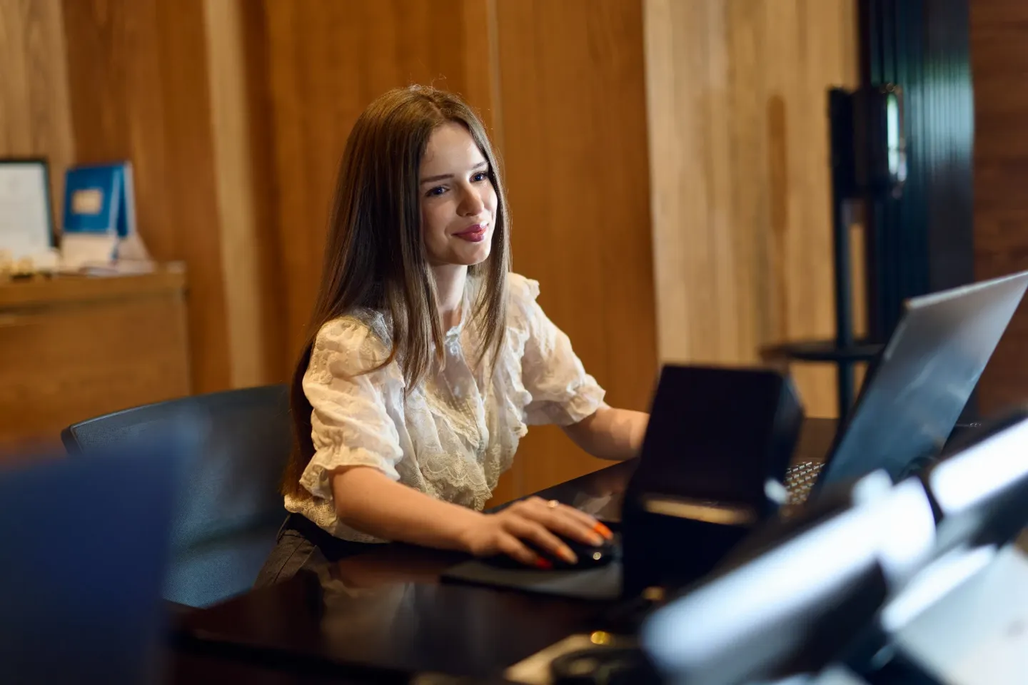A young girl during her practical training