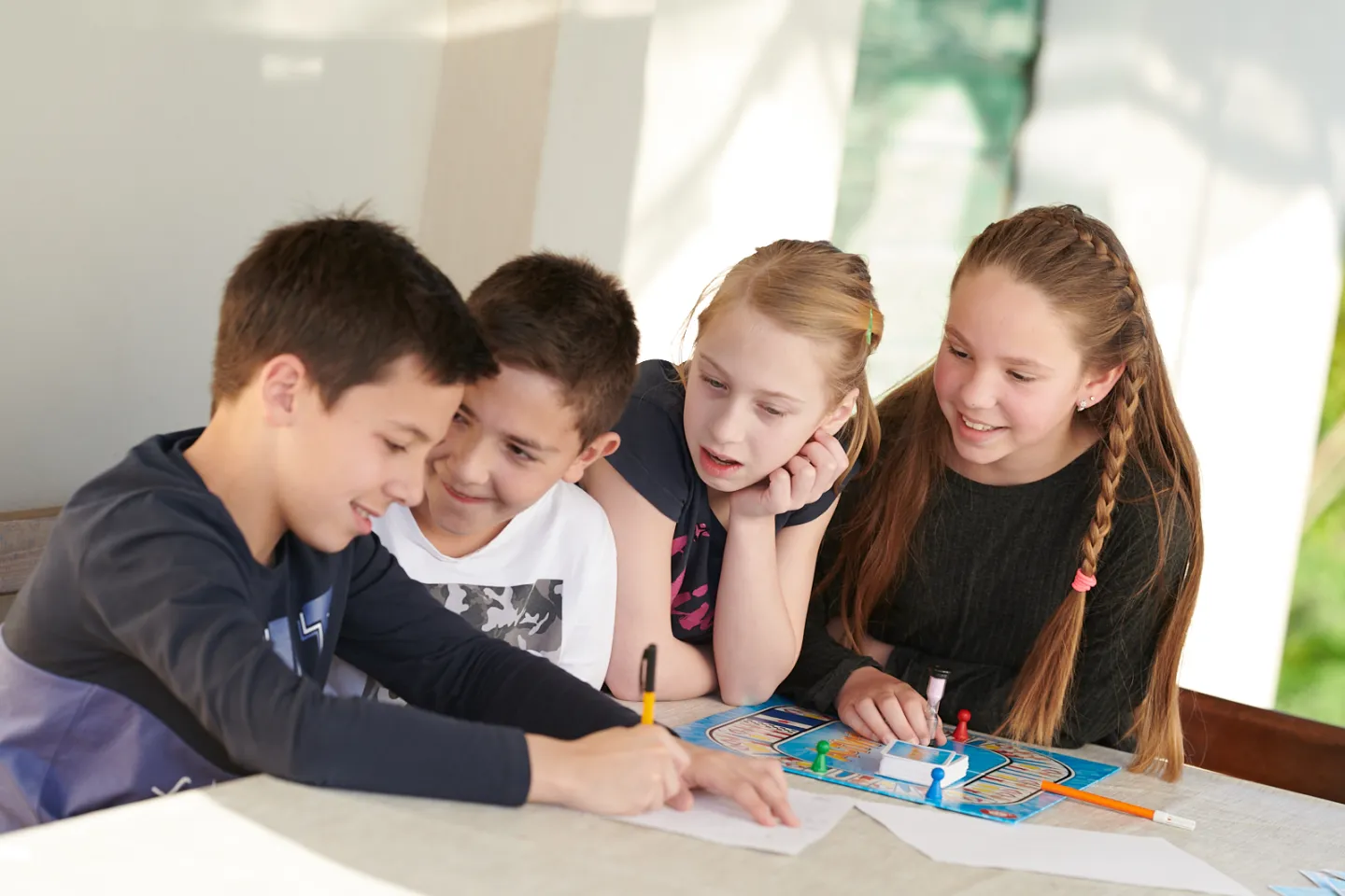 Children playing board game