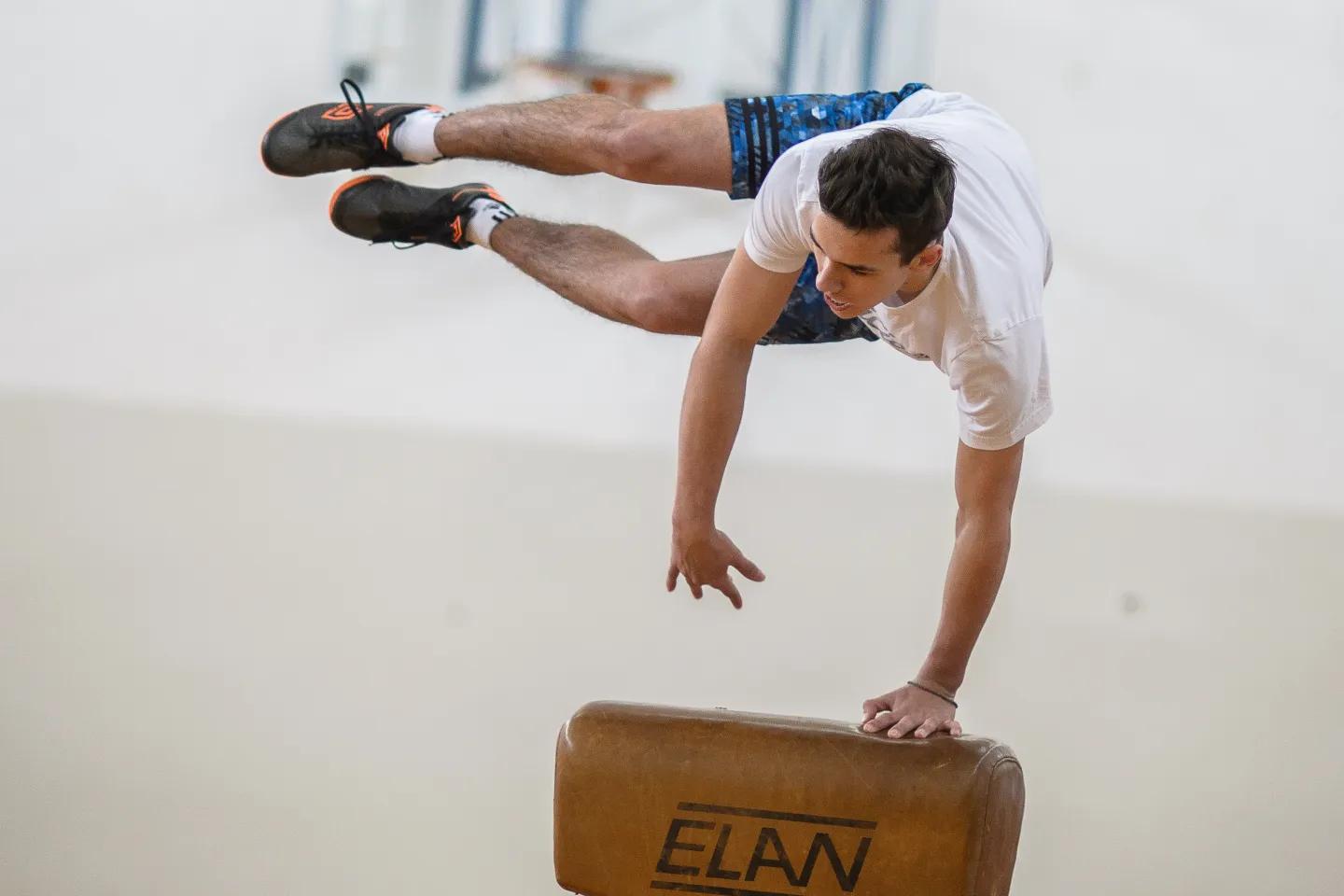 A boy in the gym
