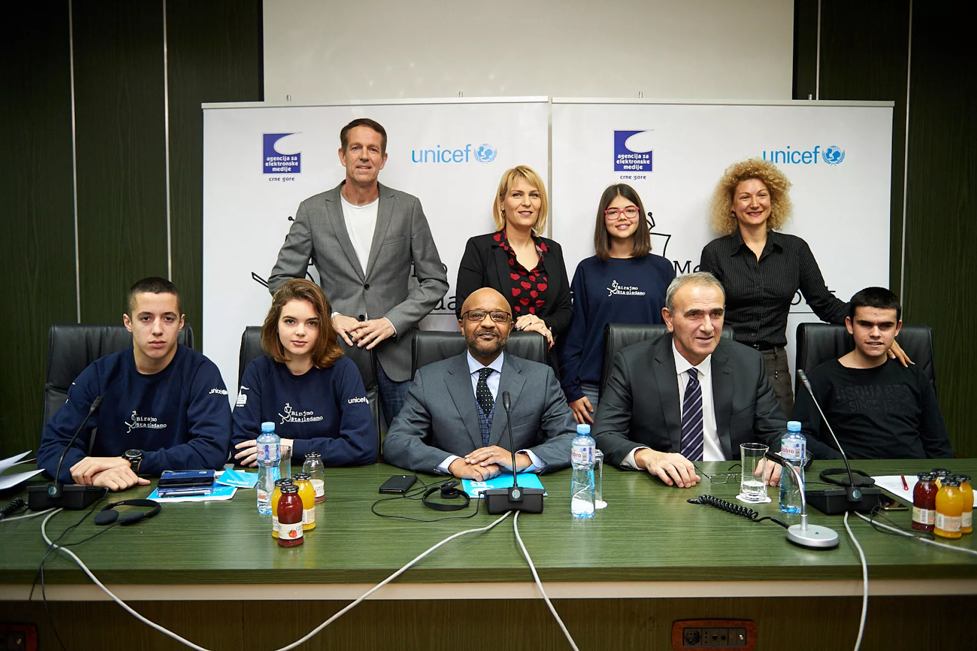 UNICEF representative to Montenegro with partners and young reporters