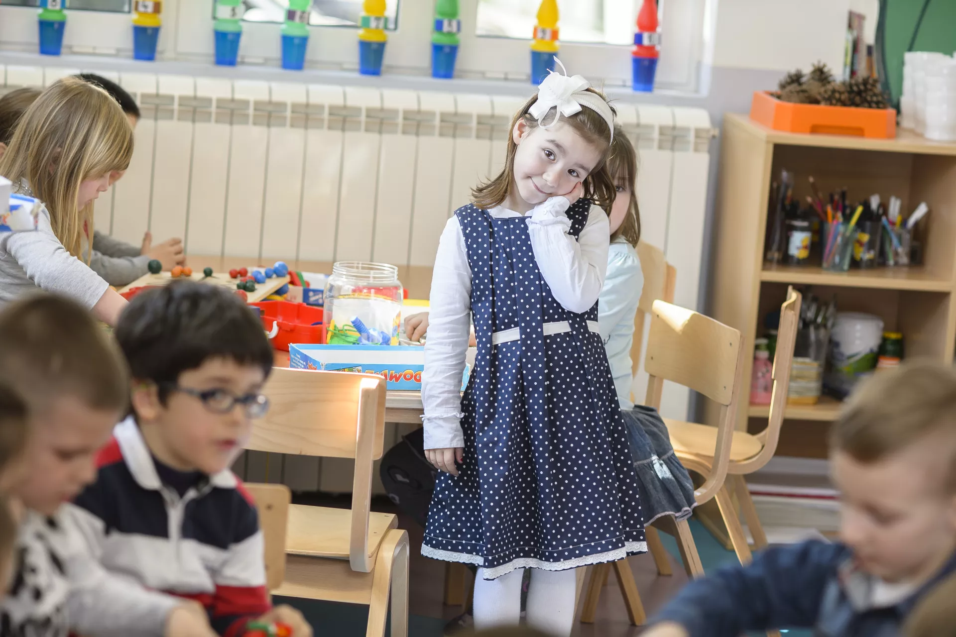 A girl in the kindergarten