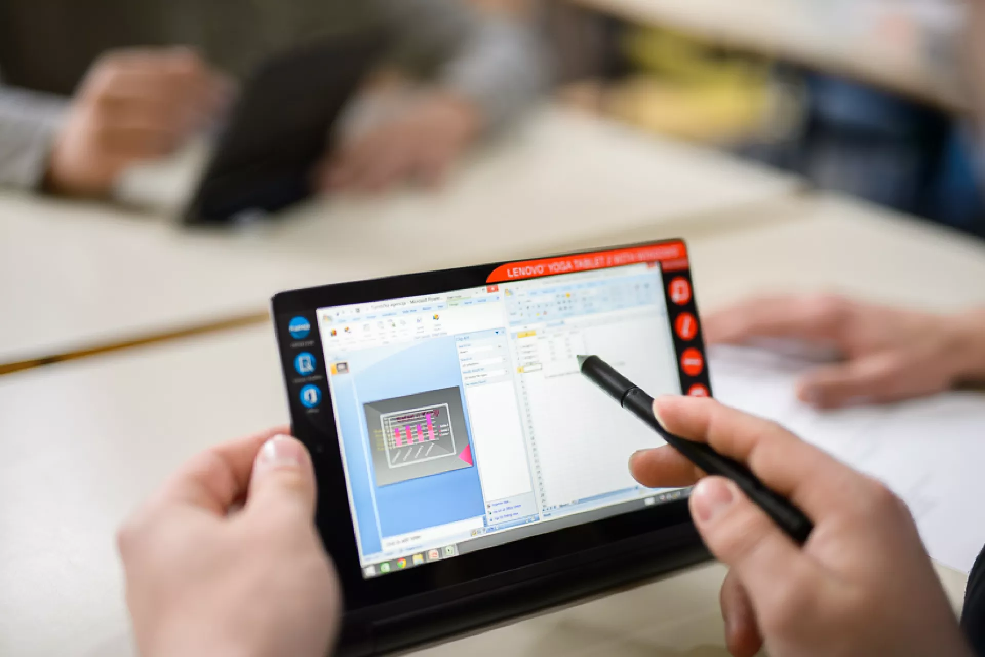 graphs showing data on a tablet used by a student in the school