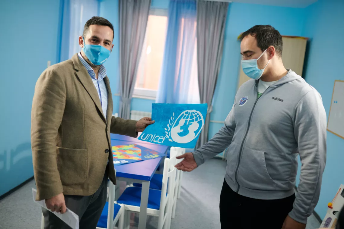 Juan Santander, UNICEF Montenegro Representative, during his visit to the Children&rsquo;s Home in Bijela, in November 2021.