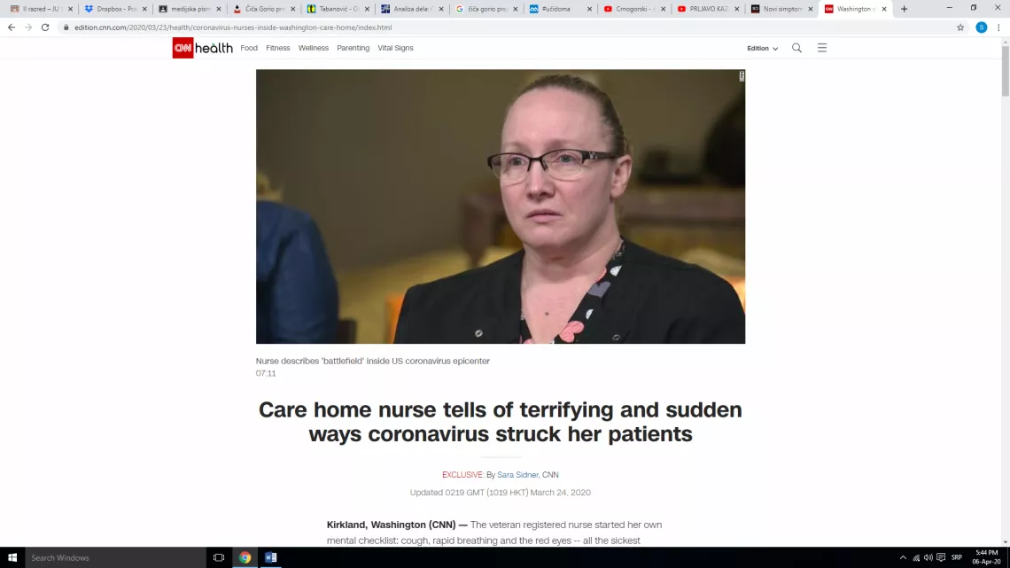 Slika iz medicinske sestre iz inostranih medija
