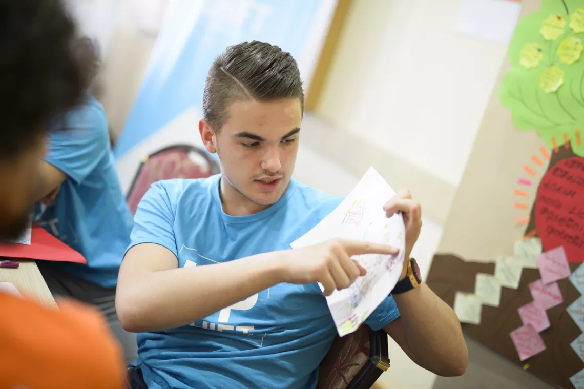 A young man participating in the Upshift workshop in Ulcinj in June 2016