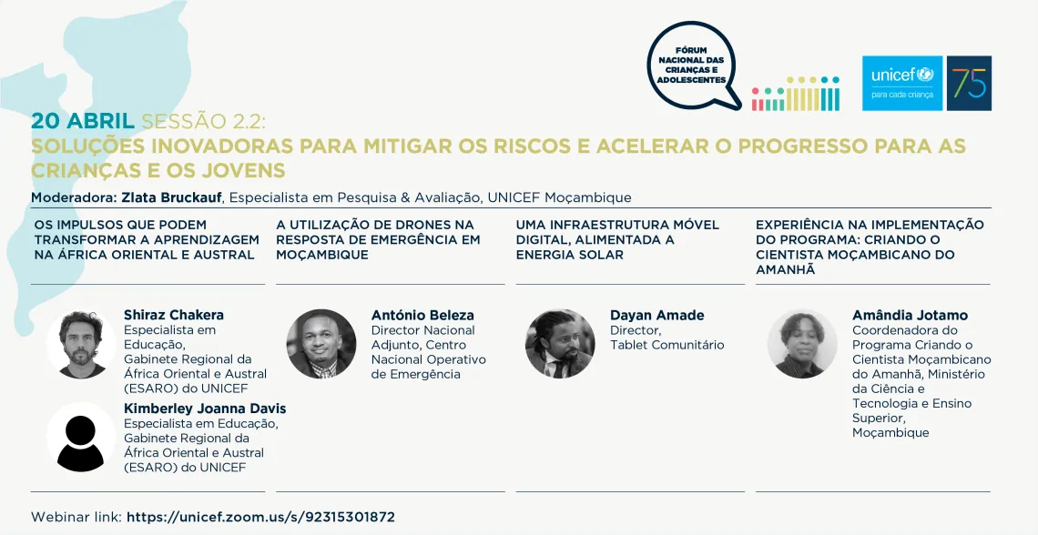Sess&atilde;o 2.2: Solu&ccedil;&otilde;es inovadoras para mitigar os risos e acelerar o progresso para as crian&ccedil;as e os jovens