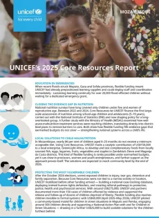 Mozambique: UNICEF&rsquo;s 2025 Core Resources Report