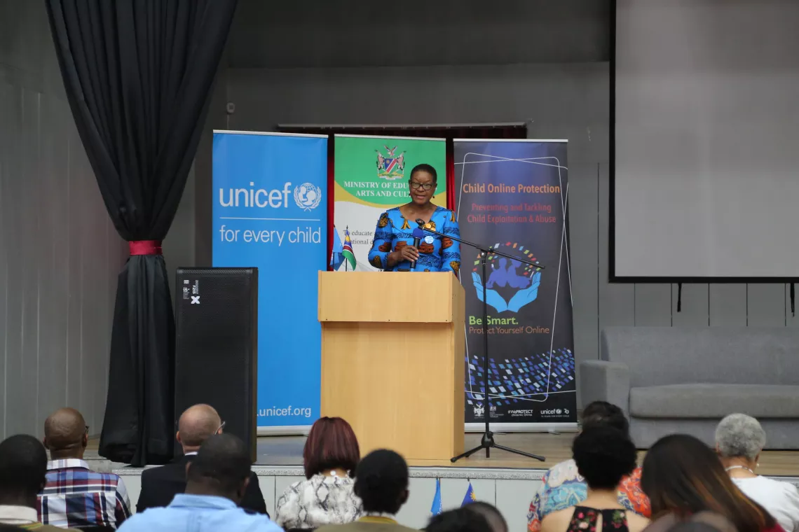 UNICEF Representative delivering speech at Safer Internet day 2019