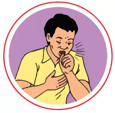 This image shows an illustration of a man coughing