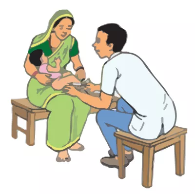 illustration of a man and women playing with their child
