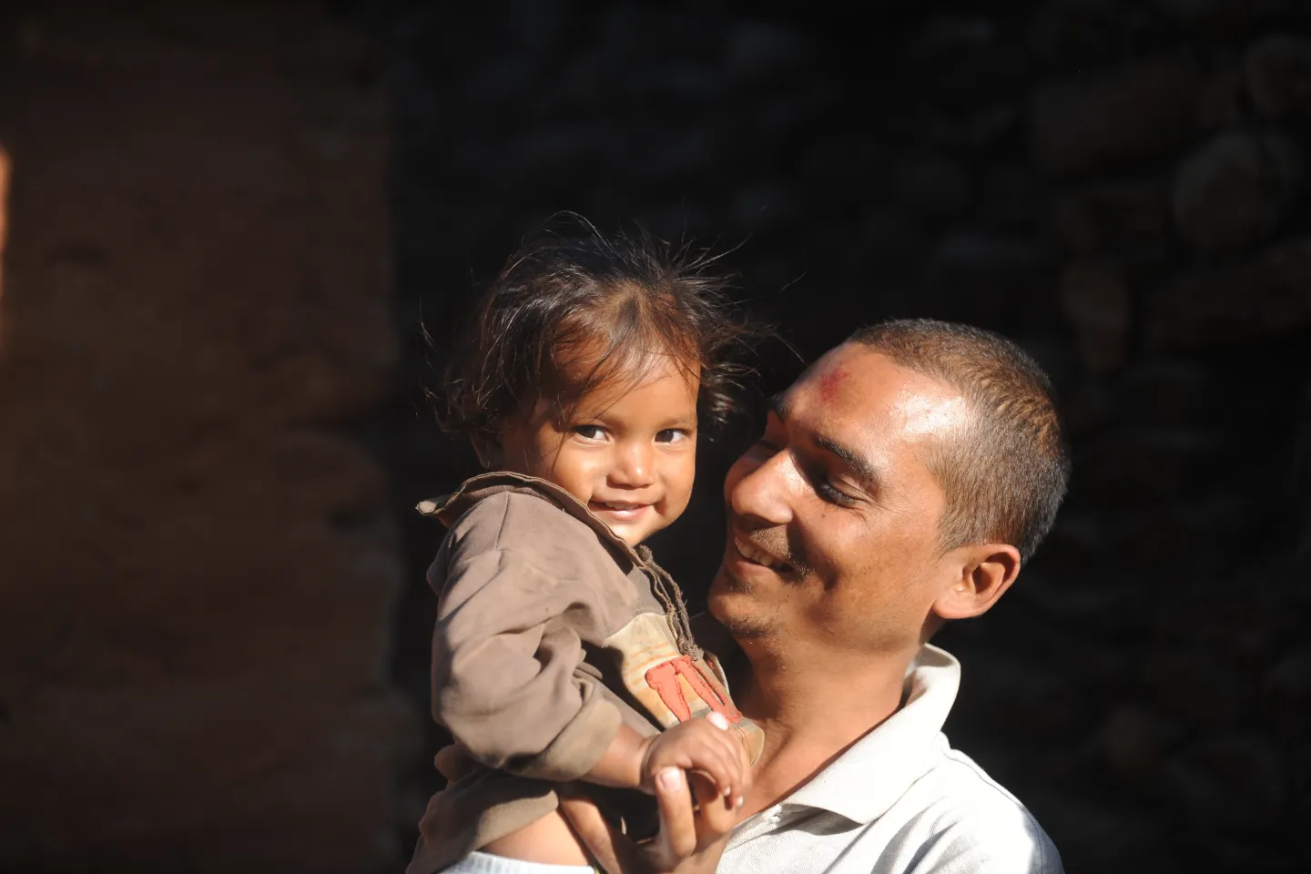 A father holding his child