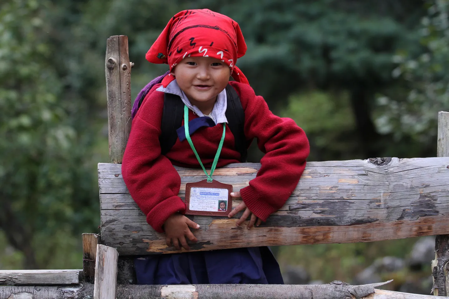 A girl smiling