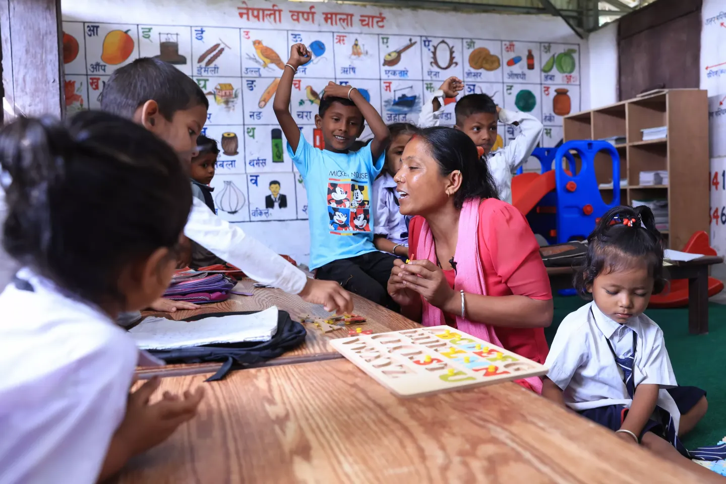 A group of students and their teacher 