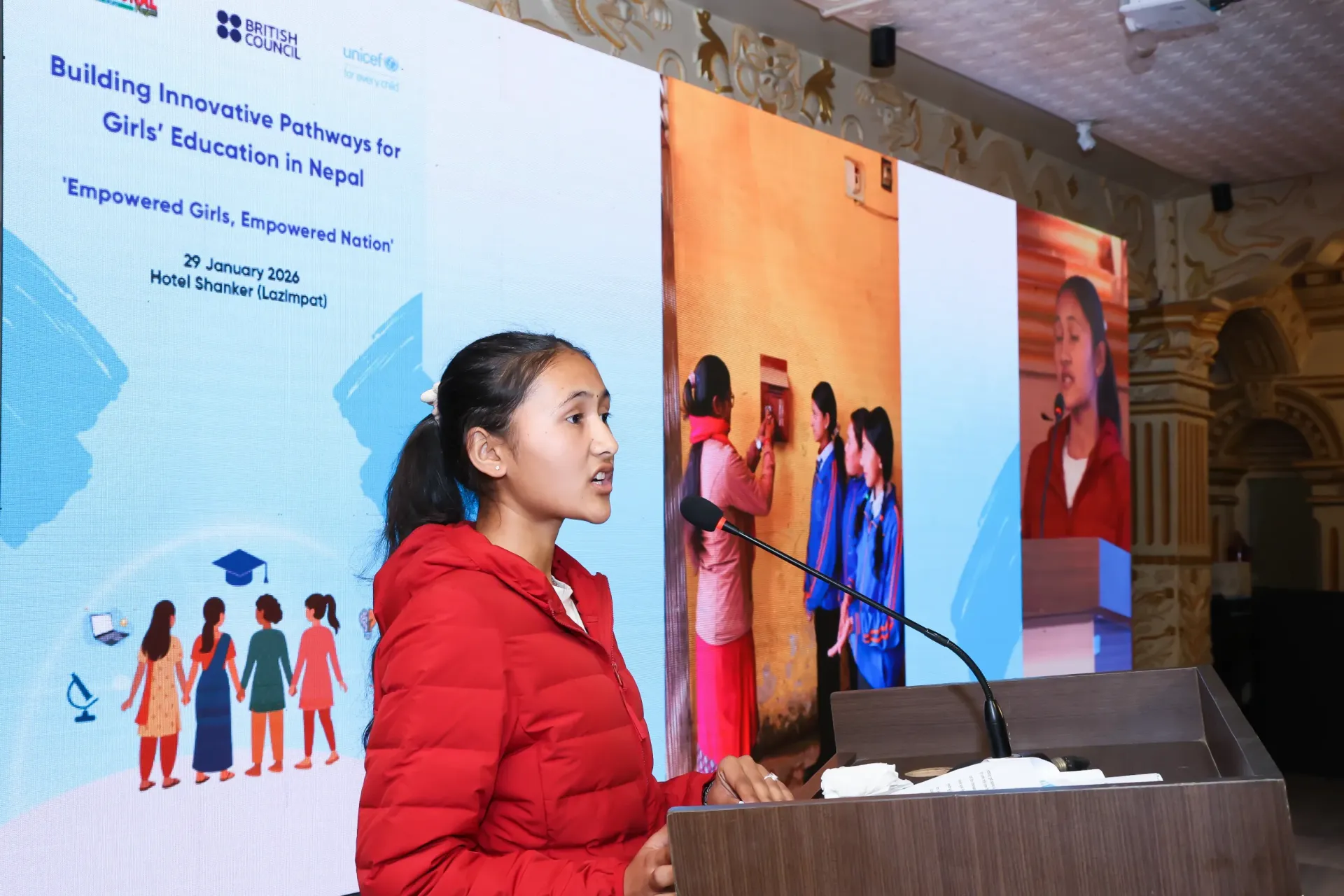 Anu during the Building Innovation Pathways for Girls' Education in Nepal event 