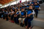On 22 September 2026, students at Tribhuvan Trishuli Secondary School receive UNICEF-supported school bags and essential learning materials in Nuwakot, Nepal.