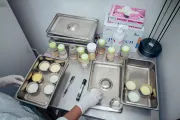 milk being sorted at the human milk bank