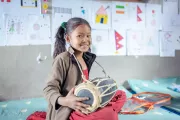 a child playing a musical instrument
