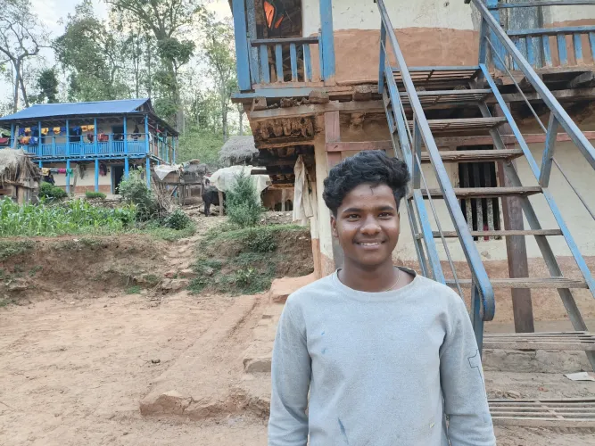 Mahendra, 18, outside his home in Surkhet