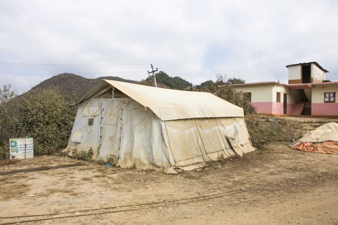 Tent provided by UNICEF for makeshift health posts