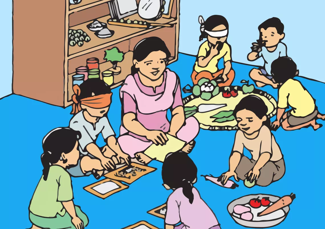 This image shows an ECD classroom with teachers and students