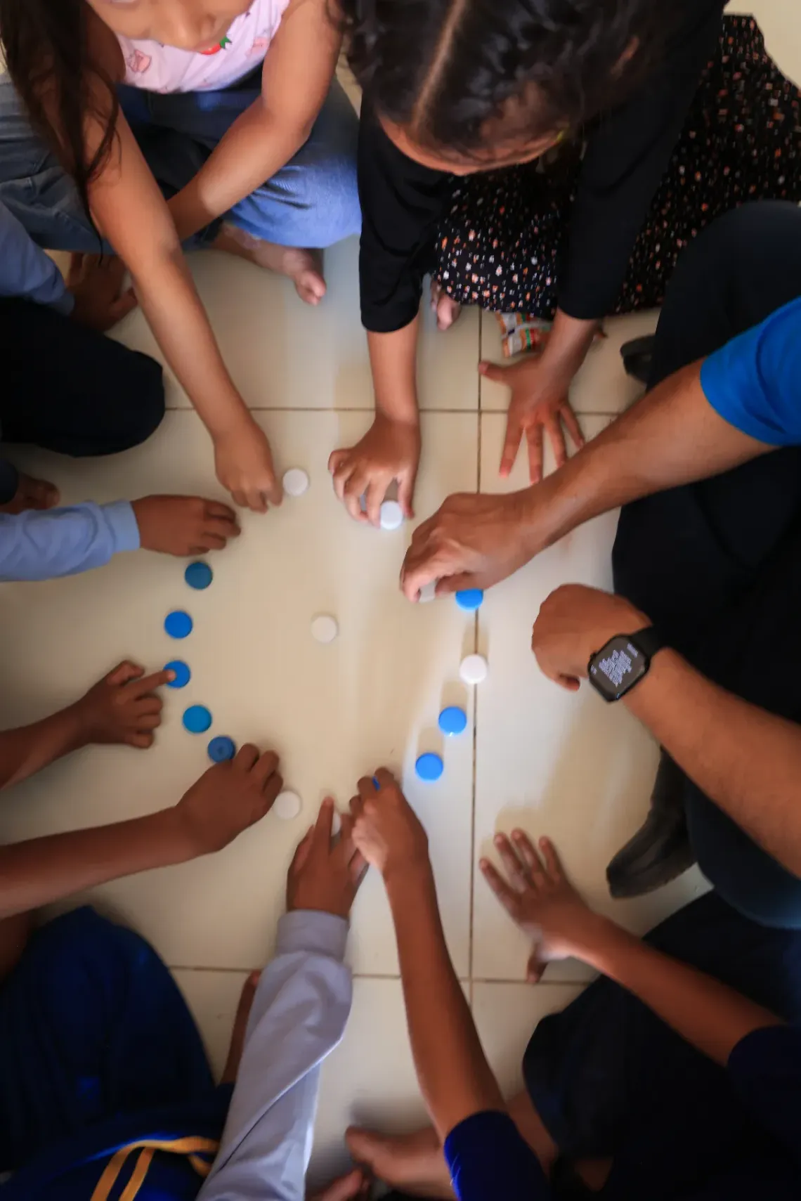 Children taking part in a UNICEF-led group session