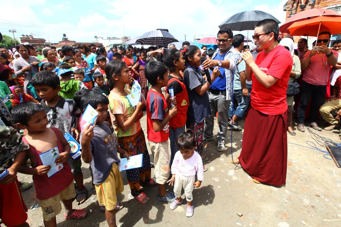 Ani Choying Drolma with children