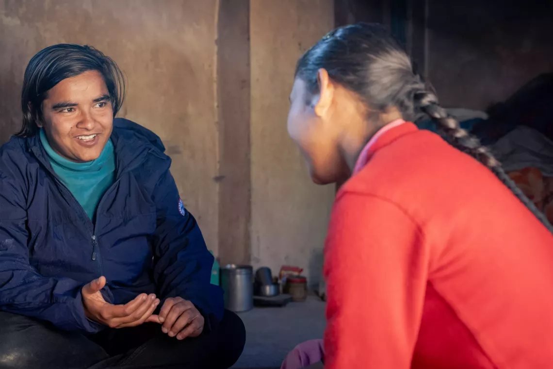 counsellor anjina chatting to ritu