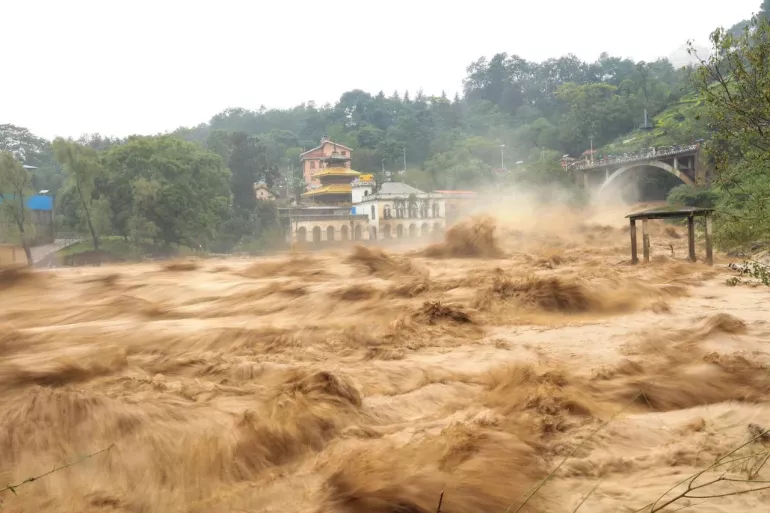  A view of flooding Kathmandu, following heavy rainfall lasting several days across the country.